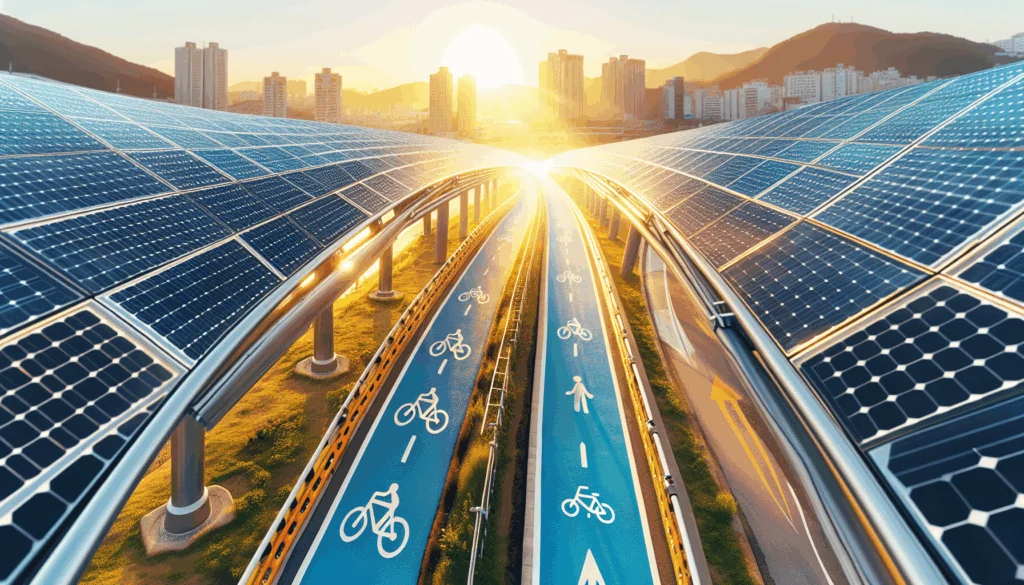 ciclovia coreana cubierta por paneles solares image 1